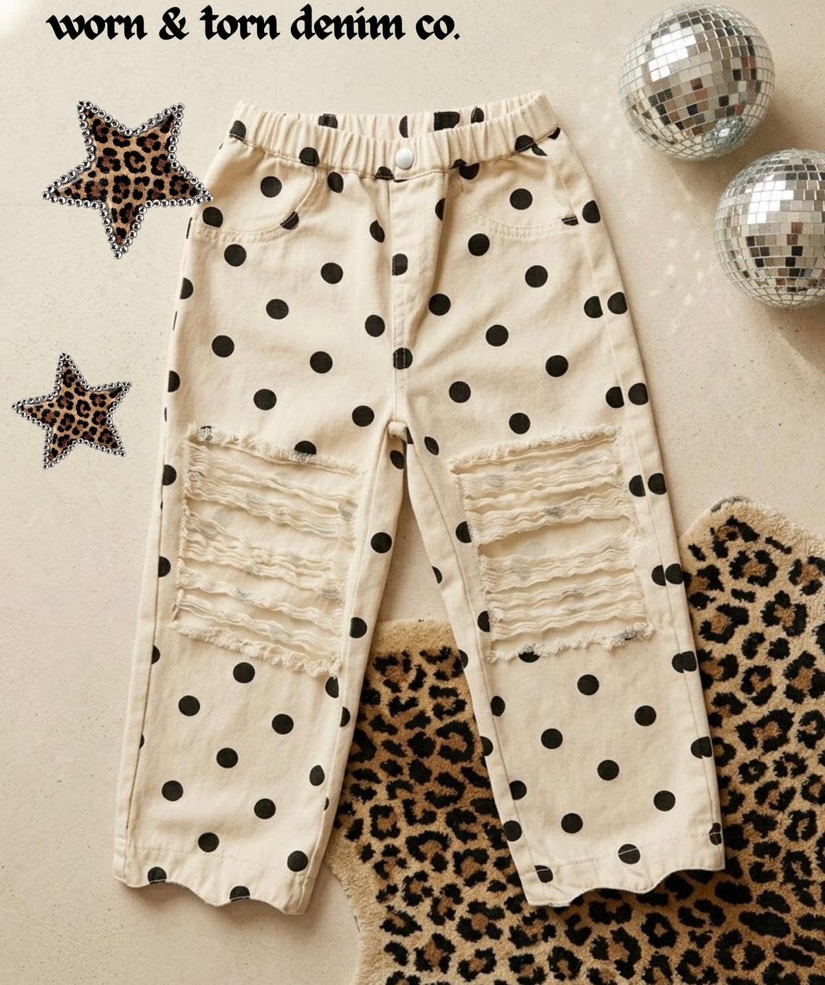 cream polka dots