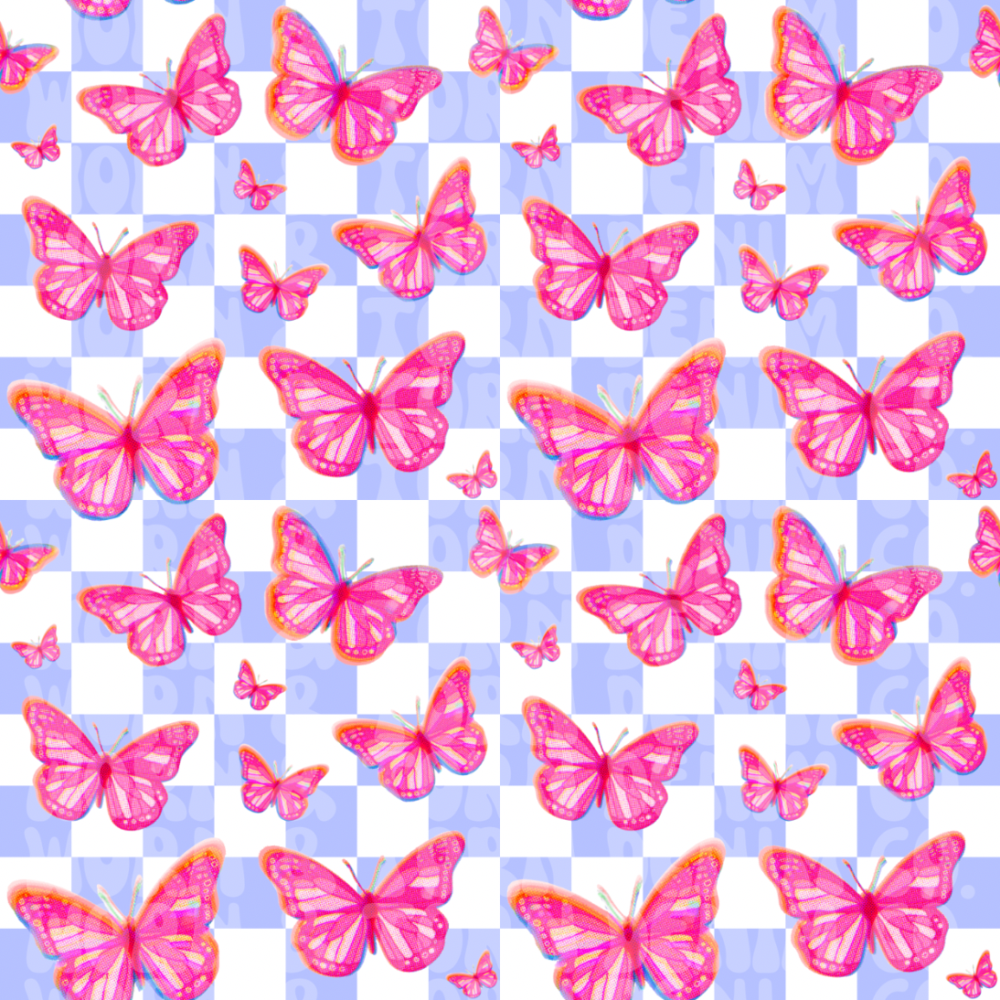 Purple Checkered Butterflies — SEAMLESS