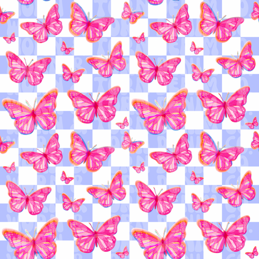 Purple Checkered Butterflies — SEAMLESS