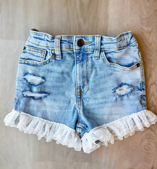 7Y lace trim shorties