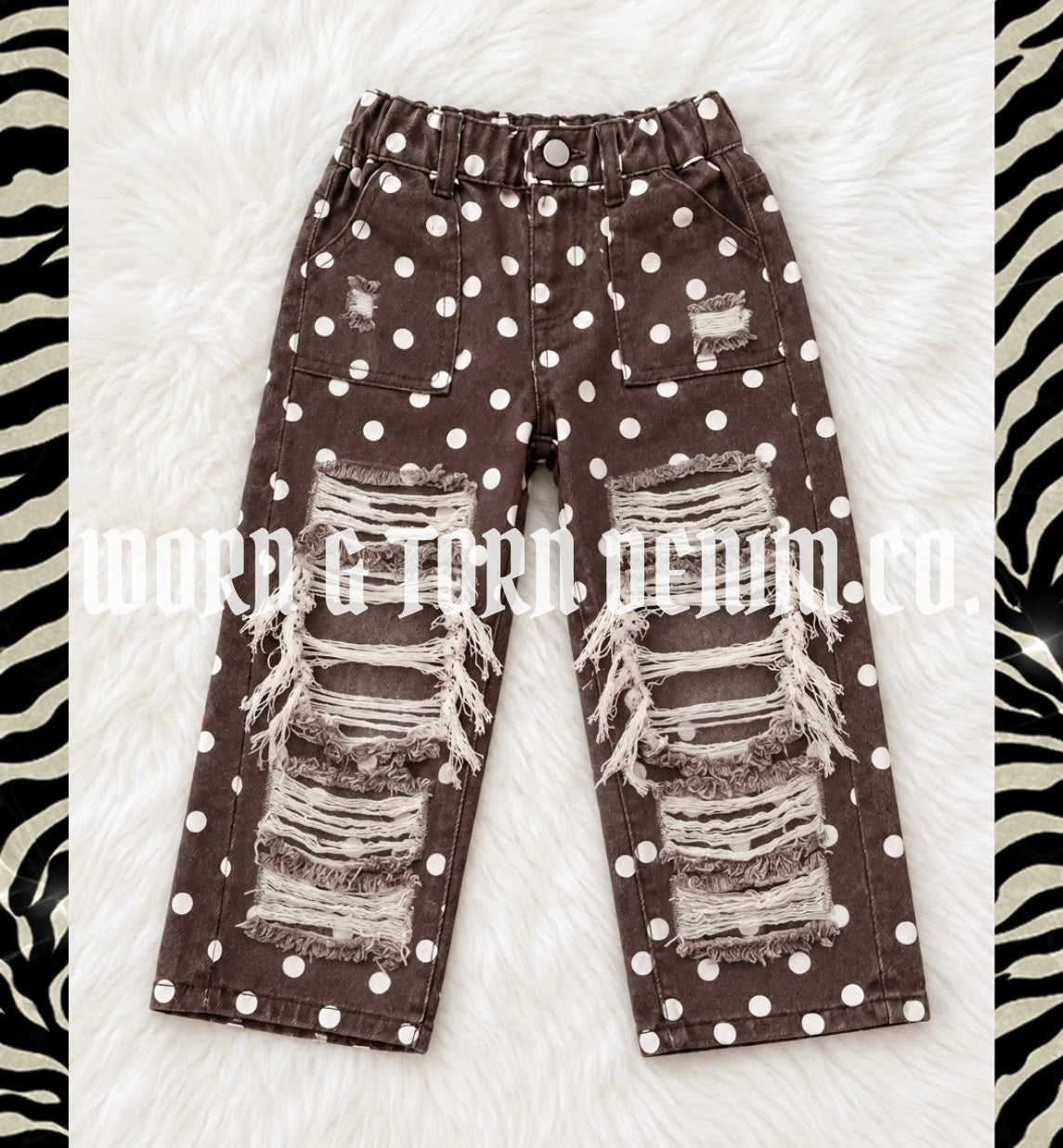 brown / white polka dots (4T+)