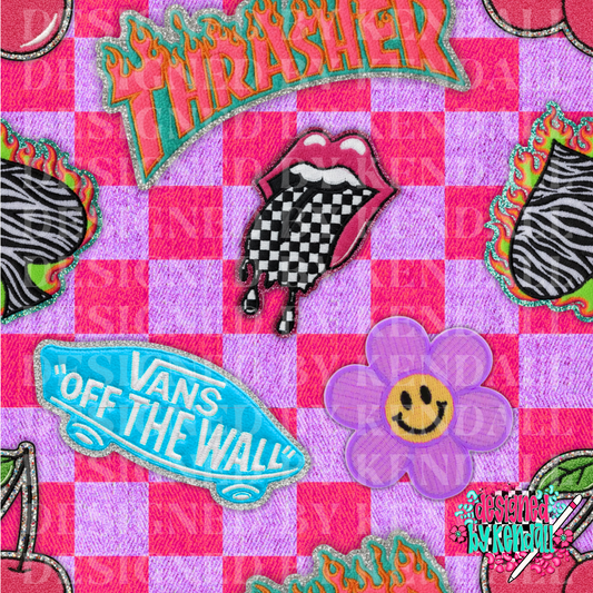 patches pink + purple checks